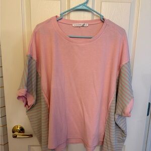 Altar'd State Pink Ribbed Knit Top